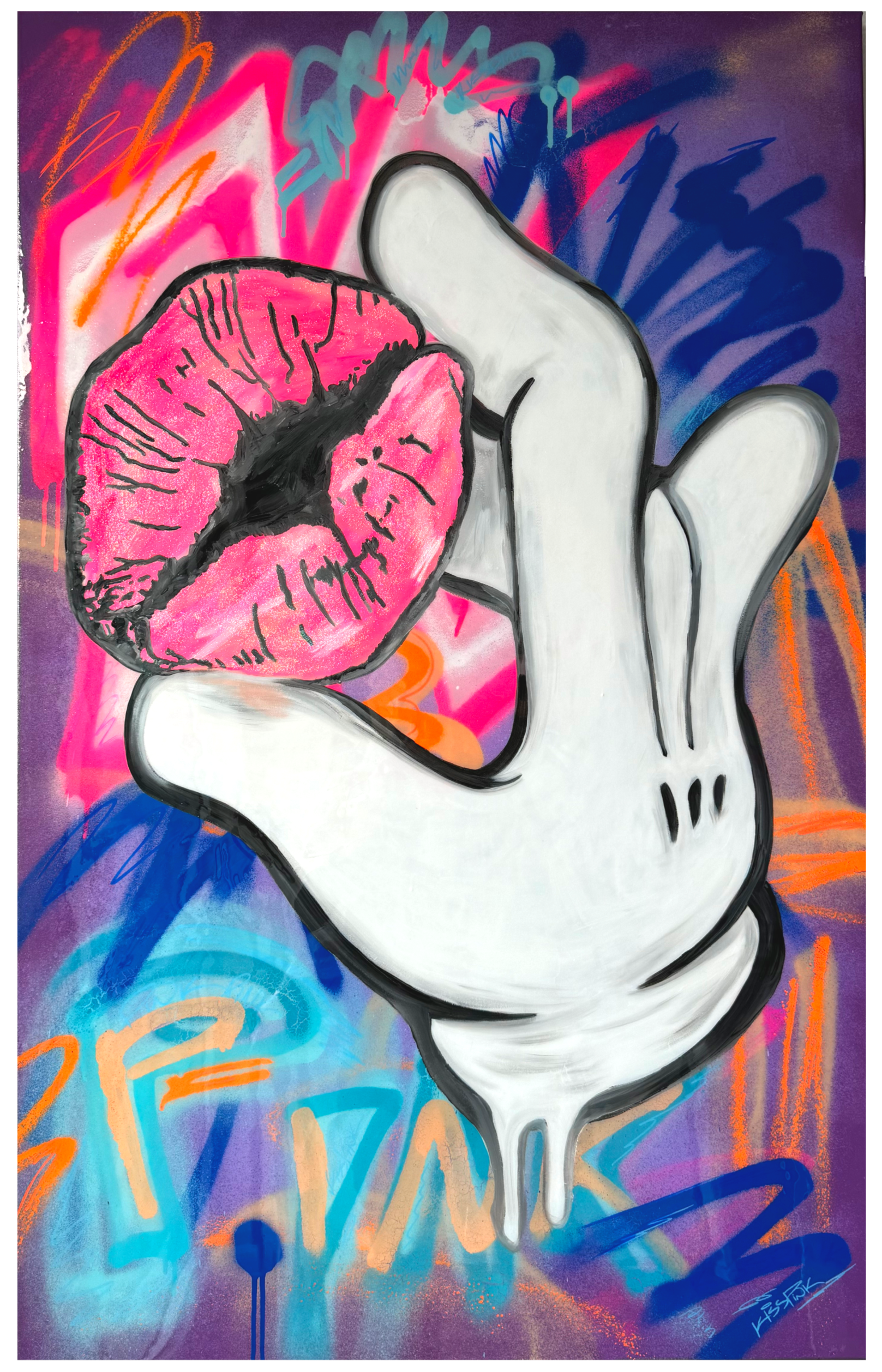 Kiss in Hand Painting